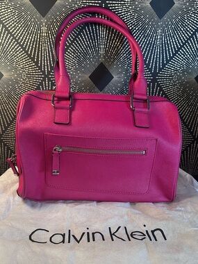 Calvin Klein Hot Pink Saffiano Satchel